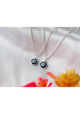 Sonisirani Stylish trendy Silver plated Evil eye protector pendant Combo of 2 Silver Alloy