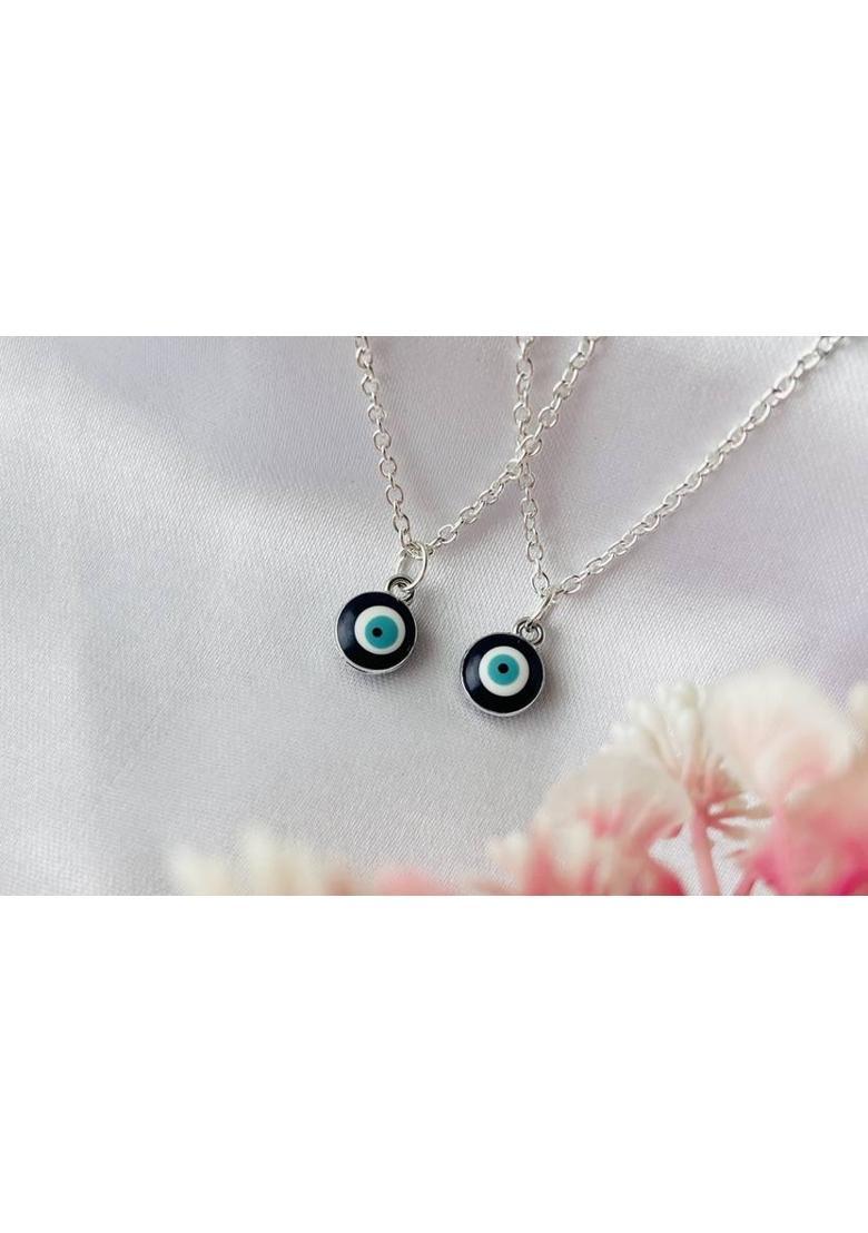 Sonisirani Stylish trendy Silver plated Evil eye protector pendant Combo of 2 Silver Alloy - Indya