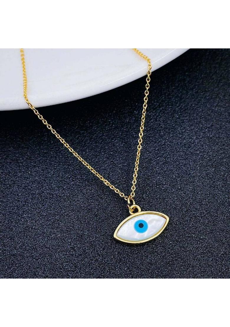 ZIVOM Evil Eye Drop Gold-plated Mother of Pearl Copper Pendant Set - Indya