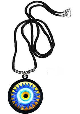 AFH Evil Eye Lucky Charm Blue Yellow Religious Cord Chain Pendnet for Men and Women Acrylic Pendant