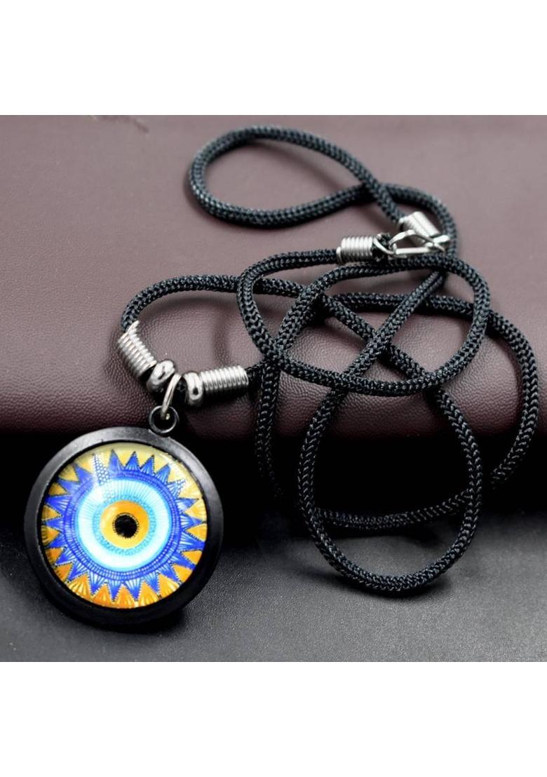 AFH Evil Eye Lucky Charm Blue Yellow Religious Cord Chain Pendnet for Men and Women Acrylic Pendant - Indya