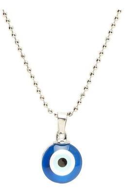 REWASHREE CRAFT WORLD Blue Evil Eye Pendant Necklace for Men/Women Silver Chain Protection Gift Stainless Steel Locket