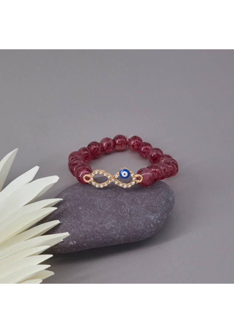 Stone, Crystal, Alloy Gold-plated Gold, Blue, Maroon Jewel Set&nbsp;&nbsp;(Pack of 1) - Indya