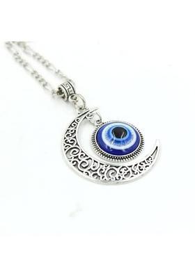 NZ 14 Crescent Evil Eye Protection Pendant Silver Plated Alloy Chain