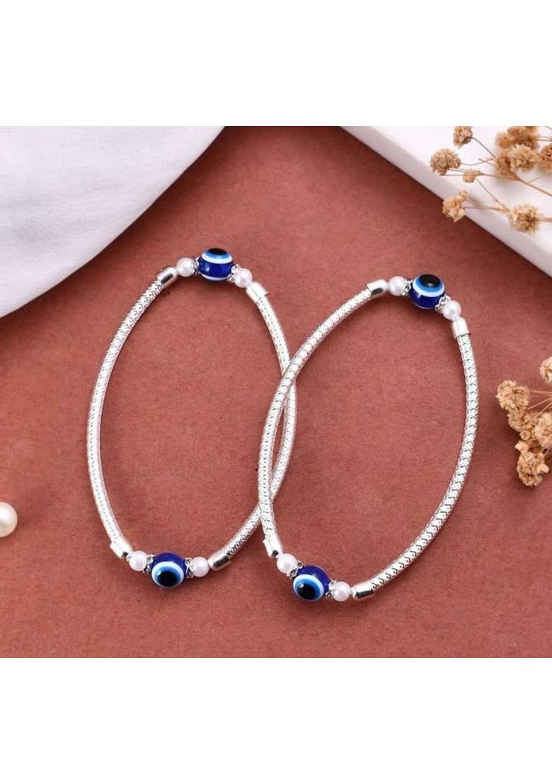 Beads Moti/Stone Evil Eye Nazariya Kada Style Leg/Foot Anklet Payal/Pajeb 1 Pair Stone Anklet&nbsp;&nbsp;(Pack of 2) - Indya