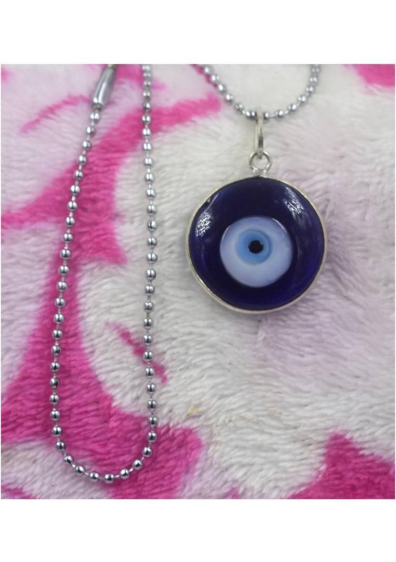 AFH Nazar Suraksha Kavach Evil Eye Stainless Steel Chain Pendant For Men, Women Glass Pendant - Indya