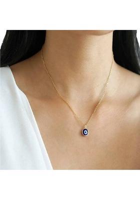 SILVOSWAN Evil Eye Handmade Glass work Unisex Pendant Necklace for Men, Women, Girls & Boy Gold-plated Stainless Steel Pendant