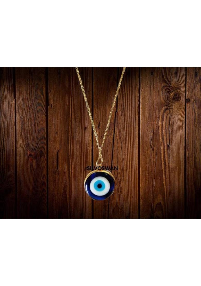 SILVOSWAN Evil Eye Handmade Glass work Unisex Pendant Necklace for Men, Women, Girls & Boy Gold-plated Stainless Steel Pendant - Indya