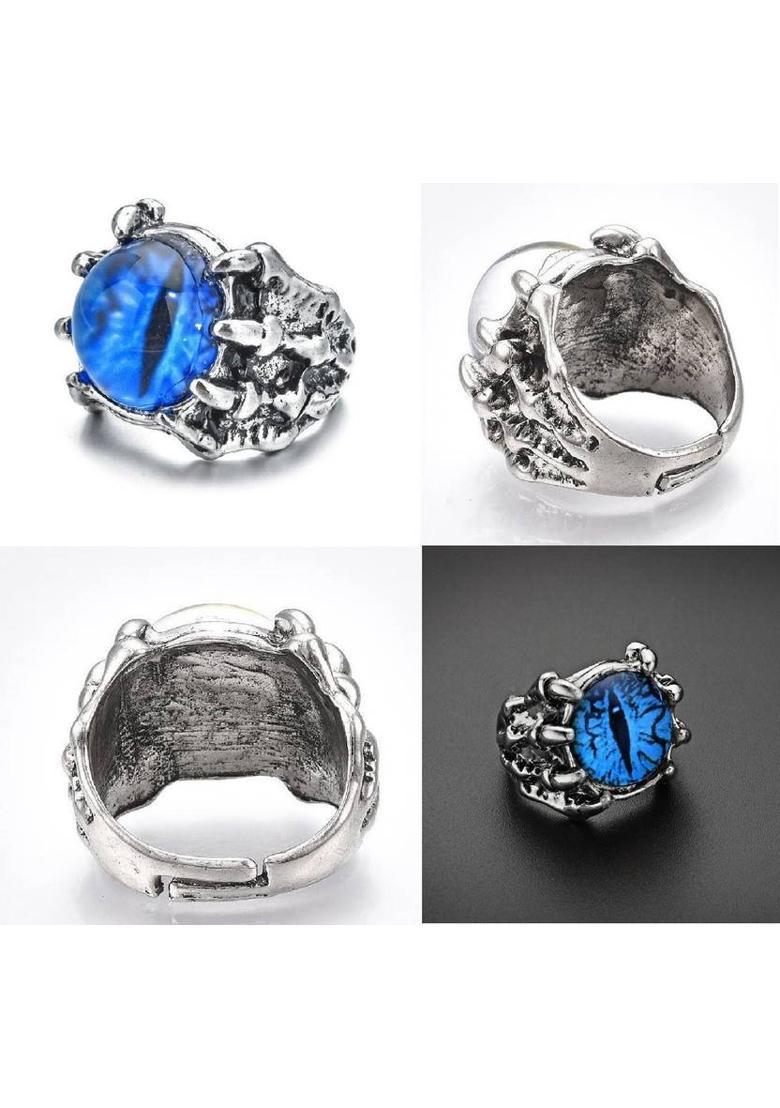 Evil Eye RIng & Owl Ring for Men and Women Stylish/Biker/Partywear Ring (Combo) Stainless Steel Silver Plated Ring - Indya