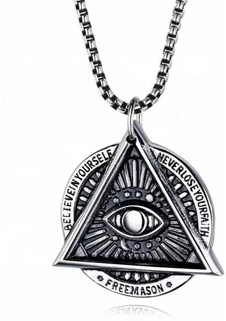 M Men Style House Horus of Providence Freemason Evil Eye Talisman Sign Pendant Sterling Silver Stainless Steel Pendant - Indya