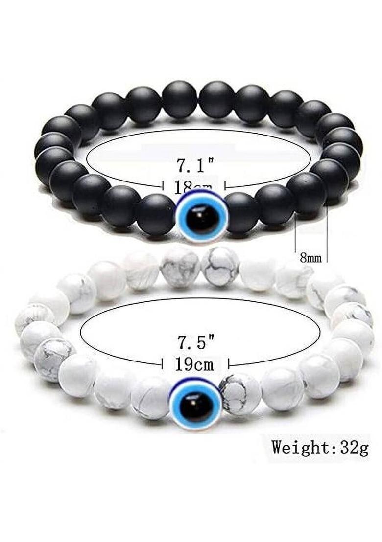 Brass, Crystal Beads, Pearl Platinum, Copper Bracelet Set - Indya