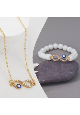 Stone, Crystal, Alloy Gold-plated Gold, Blue, White Jewel Set&nbsp;&nbsp;(Pack of 1)