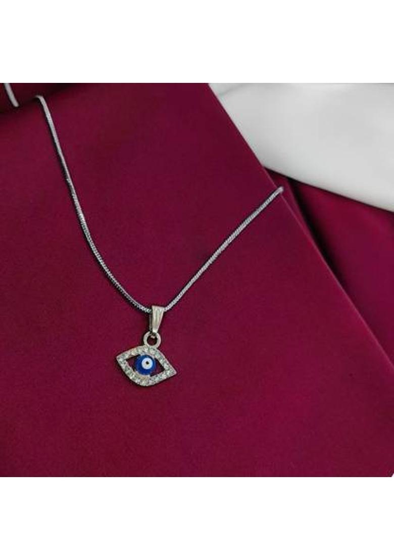 AD Enterprises Evil Eye Nazar Suraksha Pendant Charm Sterling Silver Zircon Alloy Pendant - Indya