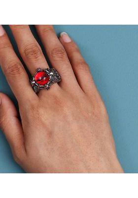 Lion Ring & Evil Eye Ring for Women & Men, Club/Party/Biker/Office Ring-COMBO Stainless Steel Silver Plated Ring