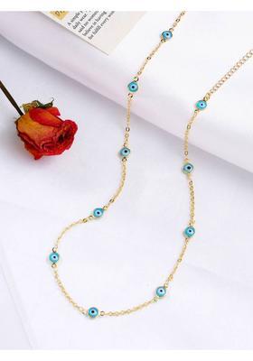 Necklace For Women Gold Tone Chain Evil Eye Stone Studded Adjustable Necklace Alloy Necklace
