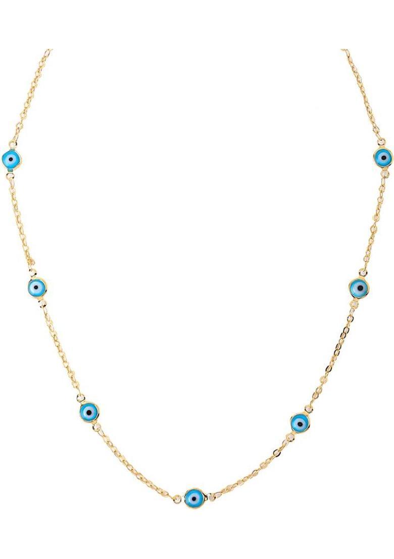Necklace For Women Gold Tone Chain Evil Eye Stone Studded Adjustable Necklace Alloy Necklace - Indya