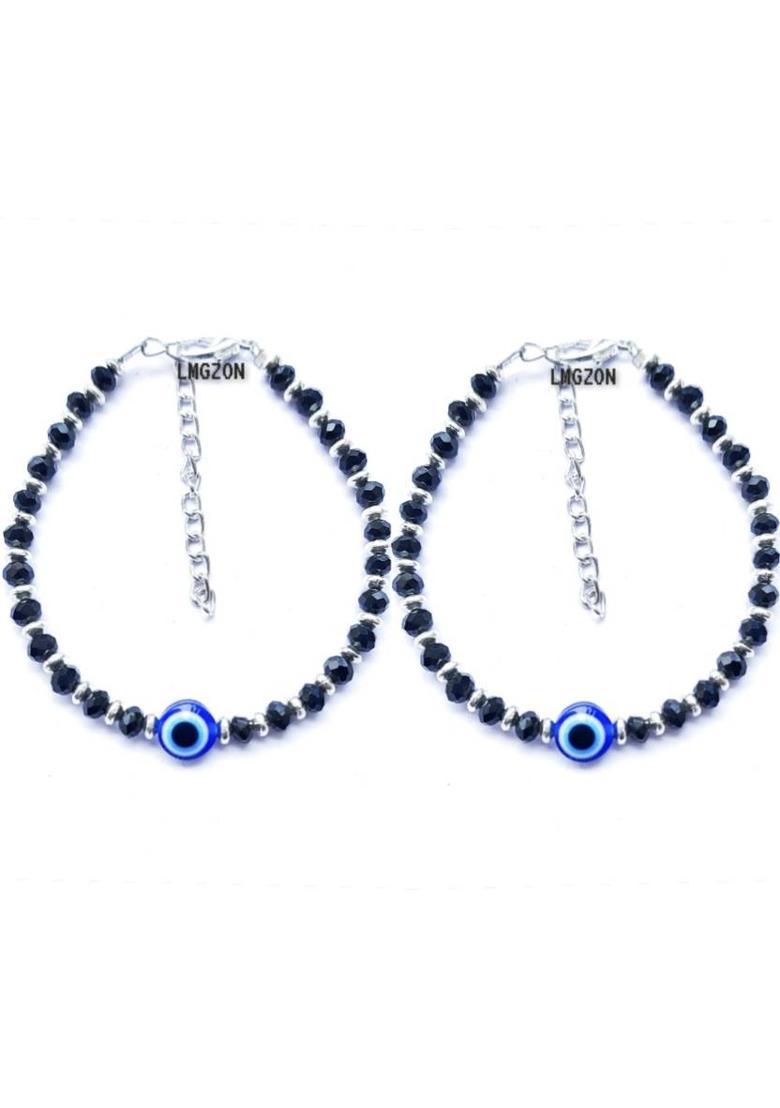 Crystal Silver Charm Bracelet&nbsp;&nbsp;(Pack of 2) - Indya