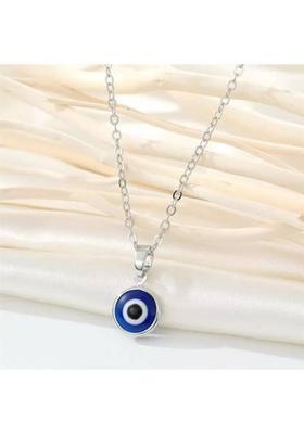 m a enterprises Silver Evil Eye Pendant Locket Necklace for Men and Women Silver Stainless Steel Pendant