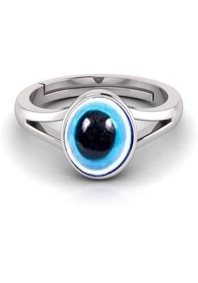 Evil Eye Adjustable Sterling Silver Plated Metal Beads Sterling Silver Plated Ring