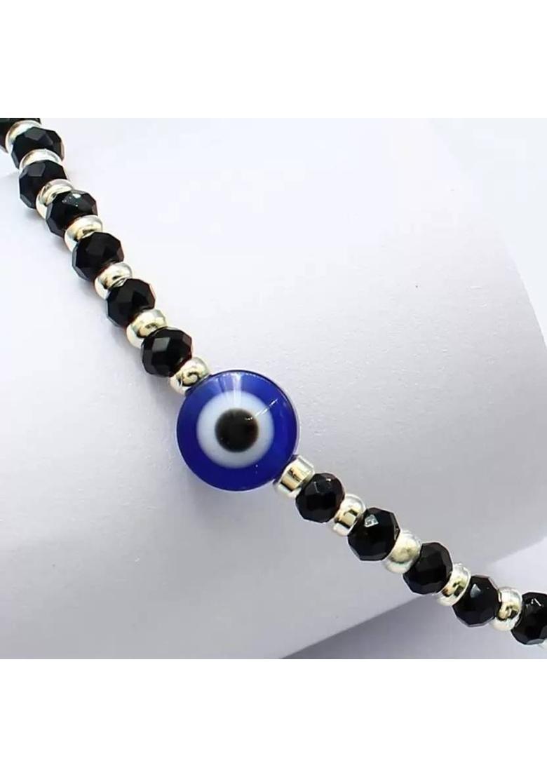 Crystal Black Silver Bracelet - Indya