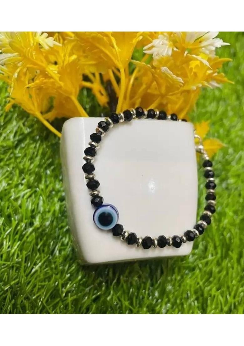 Crystal Black Silver Bracelet - Indya