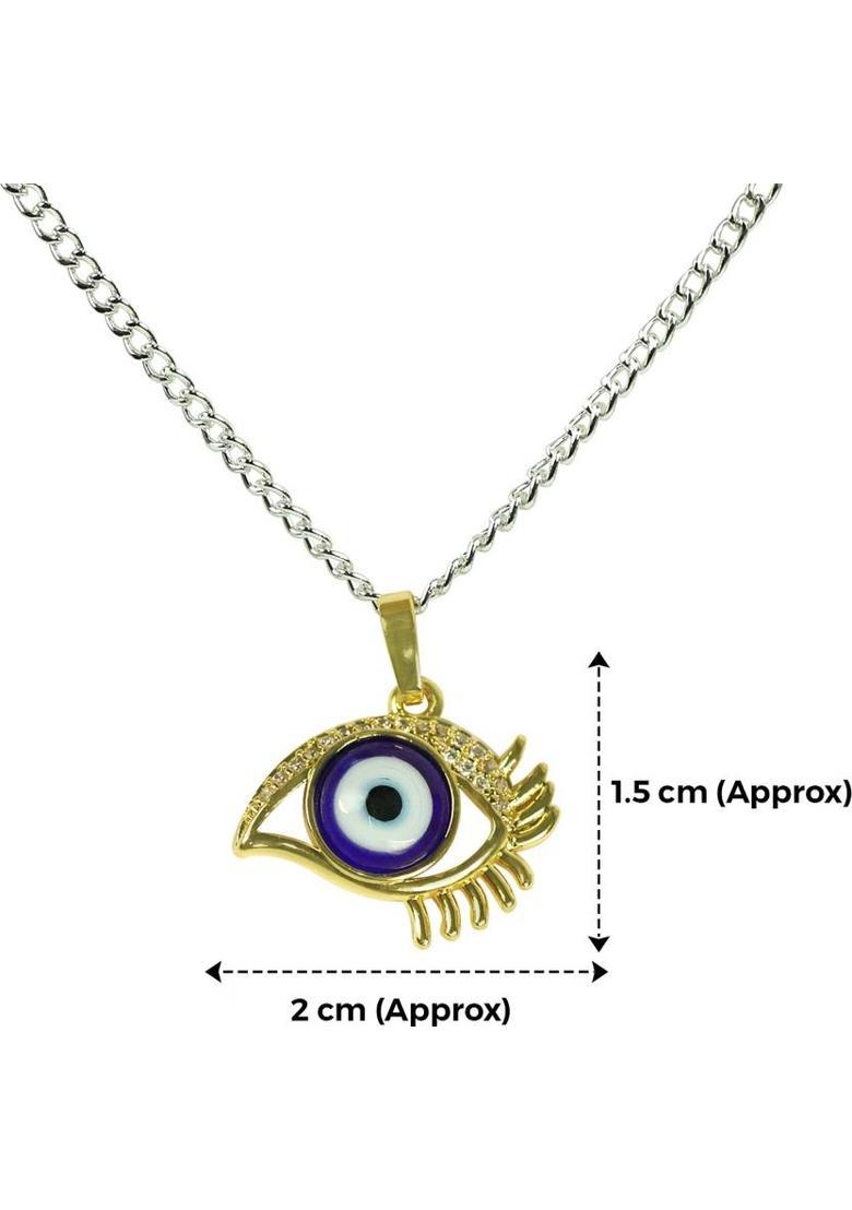REIKI CRYSTAL PRODUCTS Evil Eye Crystal Stone Eye Shape Pendant - Locket with Metal Chain Crystal Pendant - Indya