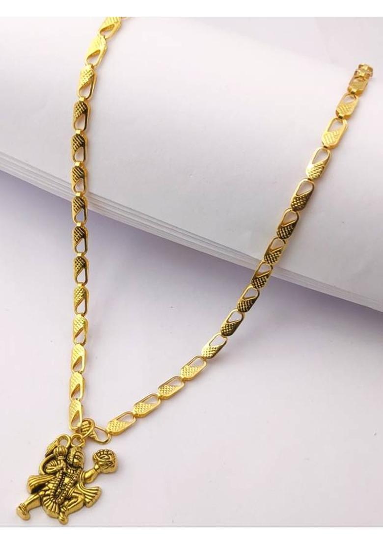 Malas Collection gold plated punchmukhi Hanuman bajrangbali locket chain for boy/men &girls/women Gold-plated Brass Locket - Indya