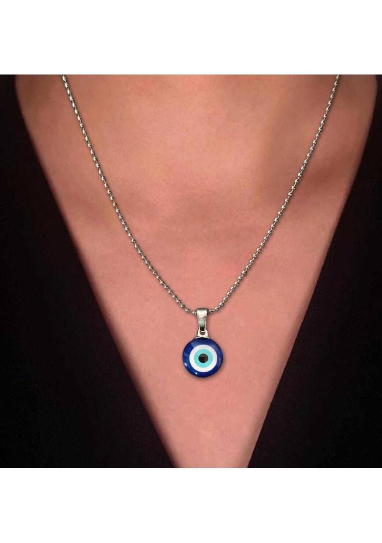 Protective Evil Eye Pendant Necklace – Fashionable Chain for Women and Girls Crystal Enamel Plated Alloy Necklace - Indya