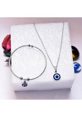 Brass, Plastic, Alloy Silver, White, Black, Blue Jewel Set&nbsp;&nbsp;(Pack of 2)