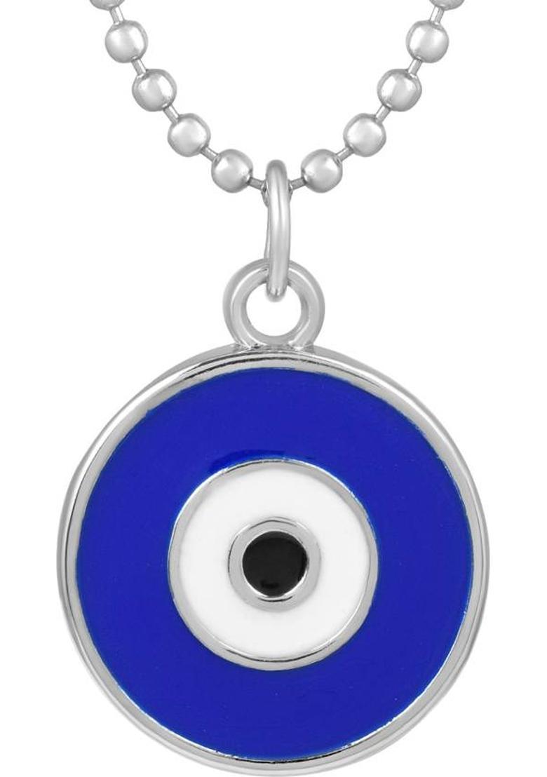 Dzinetrendz Stainless Steel Round shape Evil Eye pendant Good luck Men Women (PCMC4960) Silver Stainless Steel Pendant - Indya