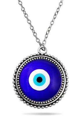 De-Ultimate Big Size Round Blue Evil Eye Nazar Suraksha Kavach Locket Pendant Charm Necklace Stainless Steel Pendant