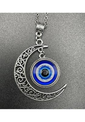 NZ 14 Crescent Evil Eye Protection Pendant Silver Plated Alloy Chain