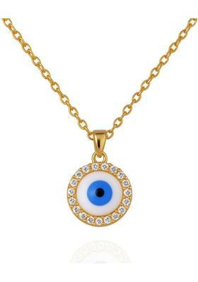 MRIDUESSENTIALS Mridu Essentials Evil Eye Chain Pendant Necklace, Gold-Plated Chain Copper Brass Pendant