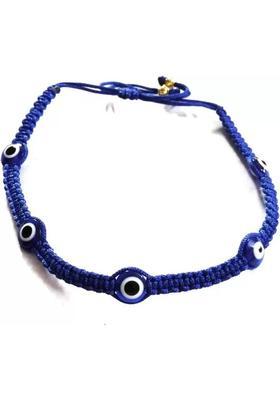 BLUE DORI WITH EVIL EYE Fabric Anklet
