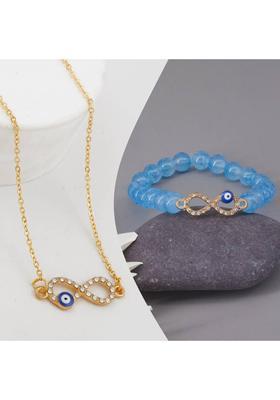 Stone, Crystal, Alloy Gold-plated Gold, Blue Jewel Set&nbsp;&nbsp;(Pack of 1)