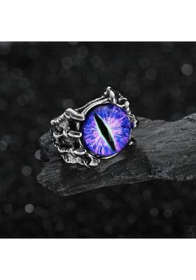 Evil Eye Ring, Devil Eye Ring, Dragon Eye RIng, Unisex RIng (Adjustable) Stainless Steel Silver Plated Ring