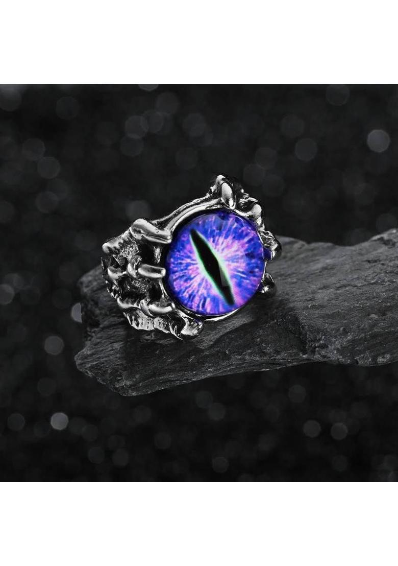 Evil Eye Ring, Devil Eye Ring, Dragon Eye RIng, Unisex RIng (Adjustable) Stainless Steel Silver Plated Ring - Indya