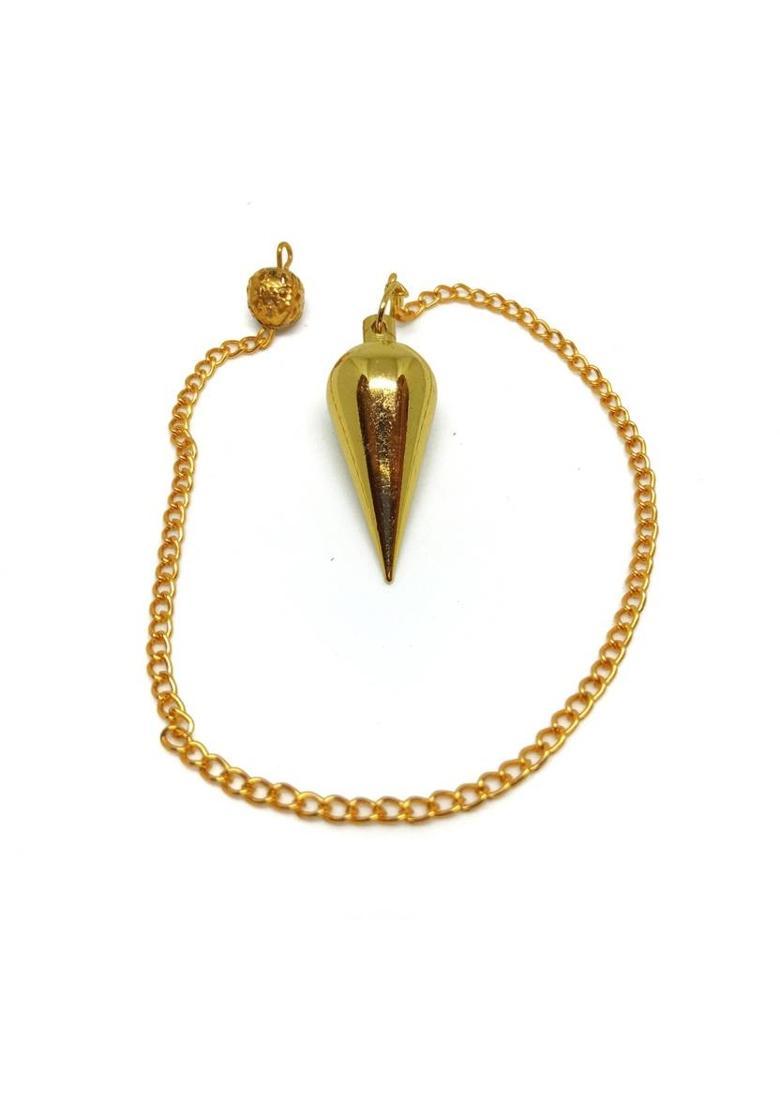 Crystals Way Pointed Brass Metal Pendulum for Crystal Therapy Healing Dowsing and Prediction Decorative Showpiece - 23 cm&nbsp;&nbsp;(Brass, Gold) - Indya