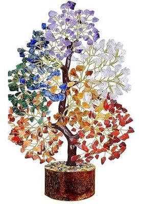 BHAGYA G 7 Chakra Crystal Tree for Energy Healing Meditation Home Decor 500 beads Decorative Showpiece - 26 cm&nbsp;&nbsp;(Crystal, Multicolor)