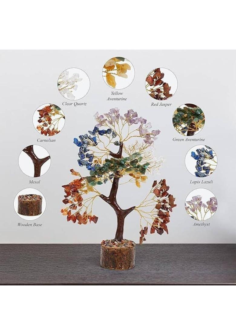 BHAGYA G 7 Chakra Crystal Tree for Energy Healing Meditation Home Decor 500 beads Decorative Showpiece - 26 cm&nbsp;&nbsp;(Crystal, Multicolor) - Indya