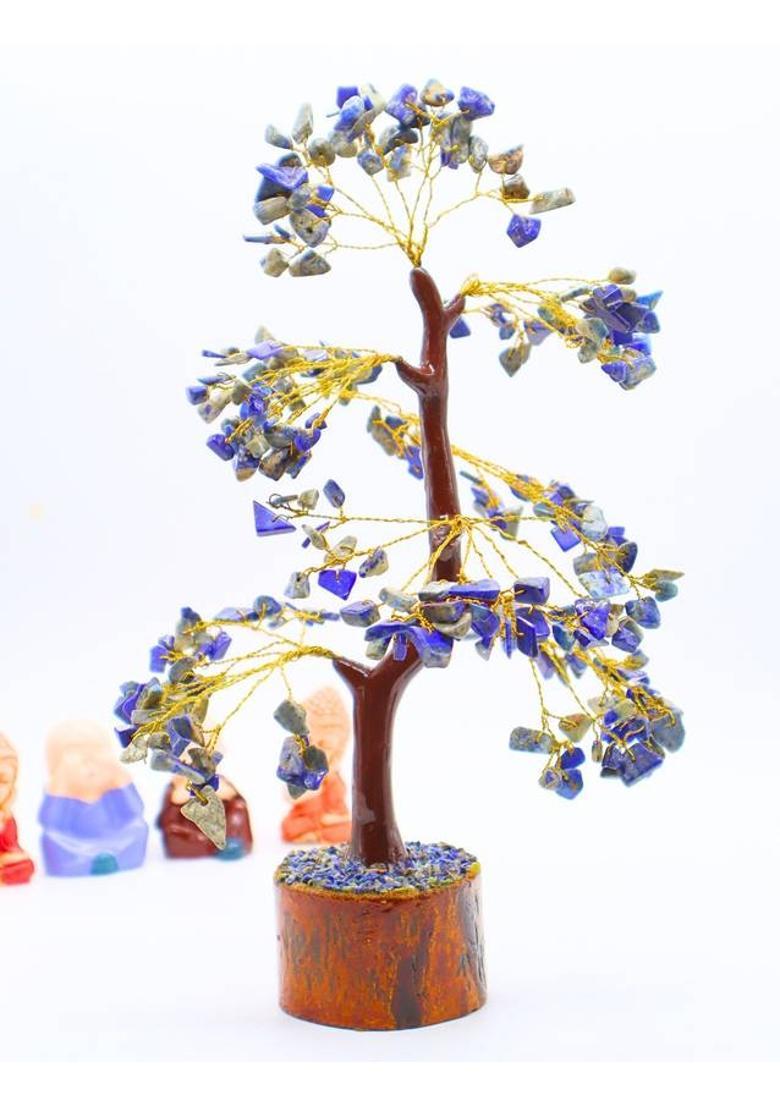 VIBESLE Lapis Lazuli Crystal Gemstone Bonsai Money Tree Feng Shui Chakra Stone Tree Decorative Showpiece - 23 cm&nbsp;&nbsp;(Stone, Blue) - Indya