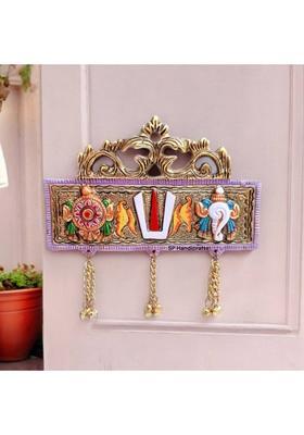 SP Handicrafts Tirupati Door Hanging Shankh Chakra Namah Latkan colour Decorative Showpiece - 16 cm&nbsp;&nbsp;(Aluminium, Gold, Multicolor)