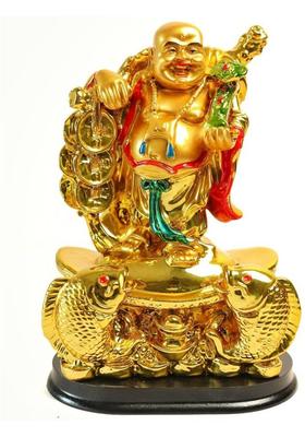 The Spiritual Living Laughing Buddha | 7 Inch Laughing Buddha Statue for Money | Vastu Feng Shui Item Decorative Showpiece - 17.8 cm&nbsp;&nbsp;(Resin, Gold, Red)