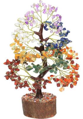 VIBESLE 7 Chakra Crystal Tree of Life, Feng Shui Tree, Attract Good Luck - Gemstone Tree Decorative Showpiece - 28 cm&nbsp;&nbsp;(Stone, Multicolor)
