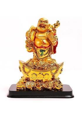 The Spiritual Living Laughing Buddha | 6.5 Inch Laughing Buddha Statue for Money | Feng Shui Items Decorative Showpiece - 16.5 cm&nbsp;&nbsp;(Resin, Gold, Red)