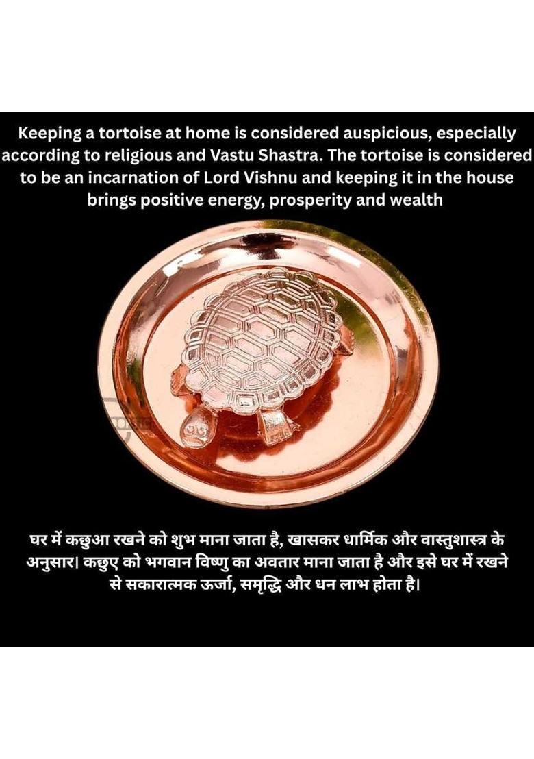 Gyanoday Creations Tortoise on Plate for Good Luck Handicraft Showpiece Decorative Showpiece - 5 cm&nbsp;&nbsp;(Glass, Copper) - Indya