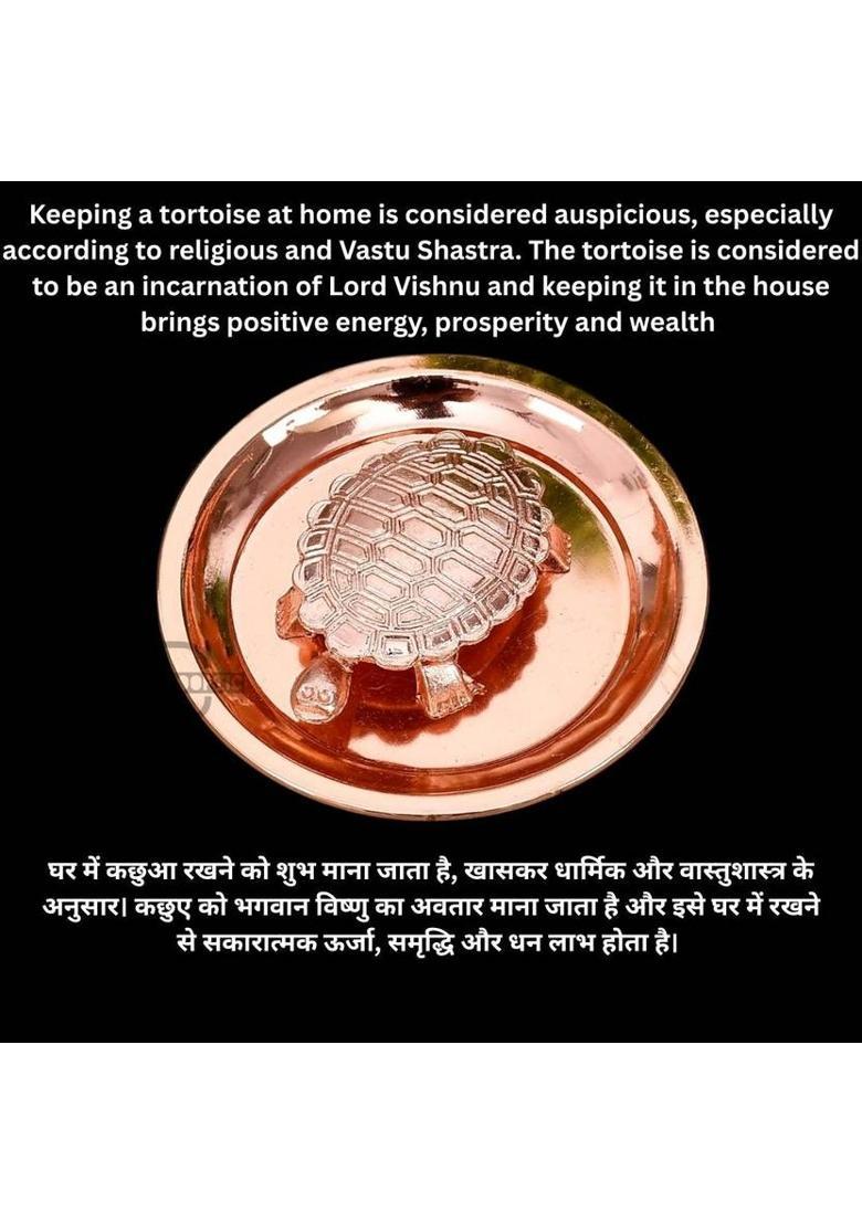 Gyanoday Creations Tortoise on Plate for Good Luck Handicraft Showpiece Decorative Showpiece - 5 cm&nbsp;&nbsp;(Glass, Copper) - Indya