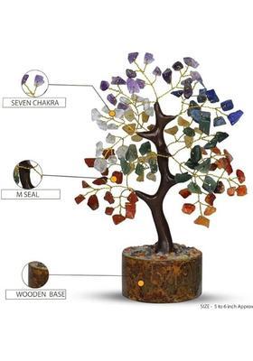 VIBESLE 7 Chakra Tree, Crystal Tree for Positive Energy, Crystals and Healing Stones Decorative Showpiece - 22 cm&nbsp;&nbsp;(Stone, Multicolor)