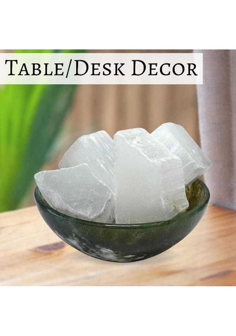 MIRAN AGATE Selenite Crystal Stone Raw for Cleansing Charging,Reiki Healing and Positivity Decorative Showpiece - 3 cm&nbsp;&nbsp;(Crystal, White) - Indya