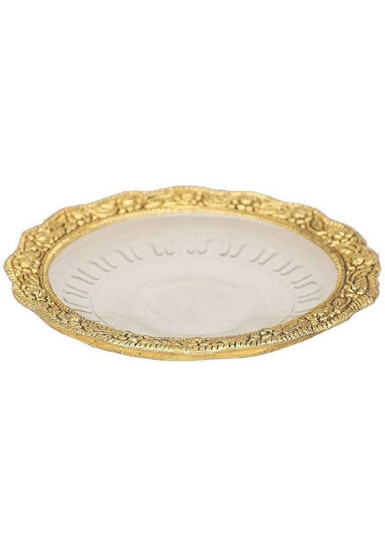 anil job works Golden Kachua Plated Feng Shui Tortoise Turtle Plate Yantra Vastu Feng Sui Puja Articles Feng Shui Turtle with Golden Color Plate Decorative Showpiece - 14 cm&nbsp;&nbsp;(Aluminium, Gold) - Indya